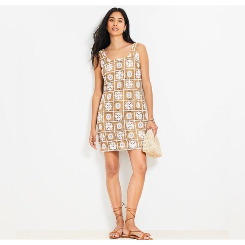 Ann Taylor Loft Crochet Granny Square Summer Vacation Resort Date Beach Dress 12